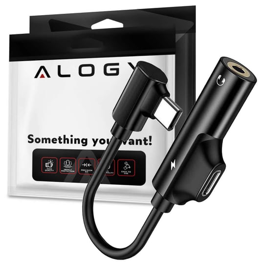Przejściówka Alogy USB-C na USB-C Type C + Mini Jack 3,5 mm z układem DAC Black Alogy