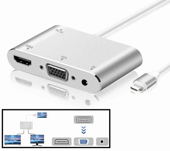 Przejściówka LIGHTNING na HDMI / VGA + jack 3,5mm pod TV Inna marka