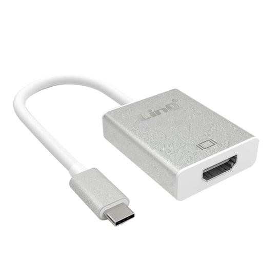 Przejsciówka USB typu C na HDMI 4K zenska, LinQ — srebrna LinQ