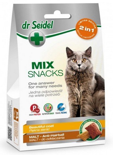 Przekąska dla kota DR SEIDEL, 2w1 malt/sierść, 60 g. Dr Seidel