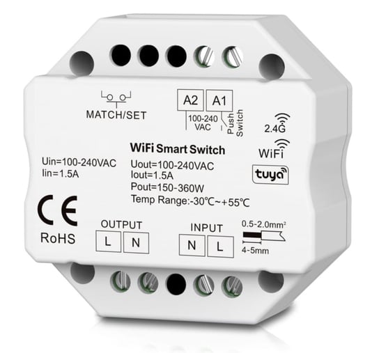 Przekaźnik 1 obwód WiFi + RF2.4 Seria SD TUYA Habotest