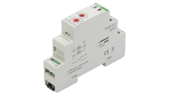 Przekaźnik czasowy 1P 10A 0,1sek-576h 230V AC, 24V AC/DC opóźnione załączenie PCR-515DUO F&F