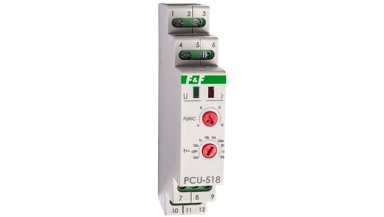 Przekaźnik czasowy 1P 8A 0,1sek-576h 230V AC, 24V AC/DC wielofunkcyjny PCU-518DUO F&F