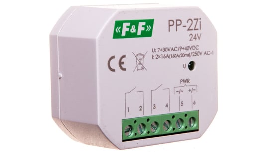 Przekaźnik elektromagnetyczny 2Z 16A 7-30V AC /9-40V DC (160A/20ms) PP-2Zi-24V F&F
