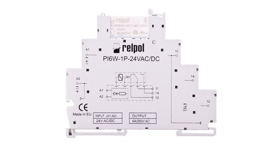 Przekaźnik interfejsowy 1P 6A 24V 24V AC/DC AgSnO2 PIR6W-1P-24VAC/DC 858606 RELPOL