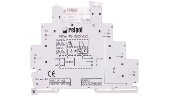 Przekaźnik interfejsowy 1P 6A 24VDC AgSnO2 PIR6W-1PS-24VDC-R 858620 RELPOL
