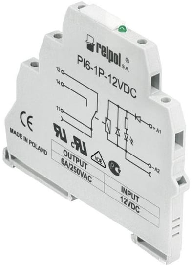 Przekaźnik interfejsowy PI6-1P-24VDC (SZARE) (CE) wyjście:1P, zasilanie: 24VDC, prąd obciążeniowy: 6A, szerokość: 6,2mm RELPOL