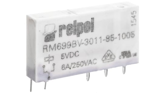 Przekaźnik miniaturowy 1P 6A 5V DC PCB AgSnO2 RM699BV-3011-85-1005 2613695 RELPOL
