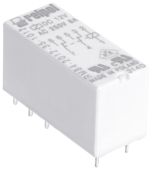 Przekaźnik miniaturowy RM84-2012-35-5024 elektromagnetyczny, styki: 2P, cewka: 24VAC, prąd obciążeniowy: 8A, raster 5mm RELPOL