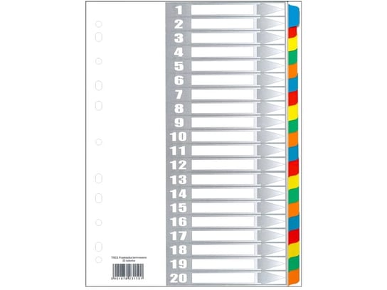 Przekładki kart. laminowane Tres A4 1-20 kolorowe TIERRA
