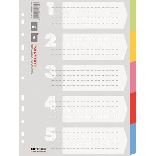 Przekładki kartonowe A4, kolorowe Office Products