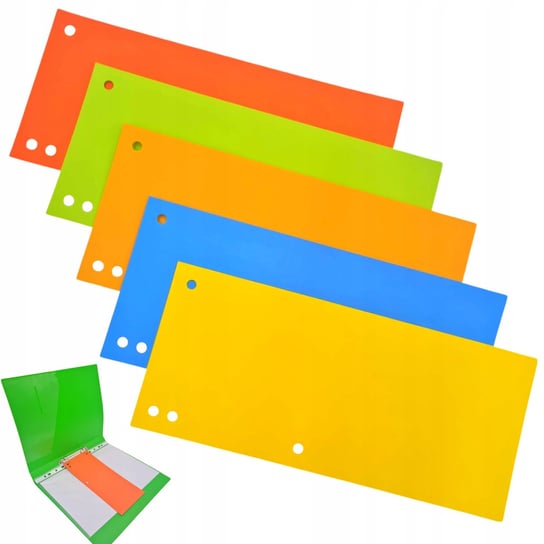 Przekładki papierowe znaczniki do segregatora 1/3 100szt mix kolorów Packware
