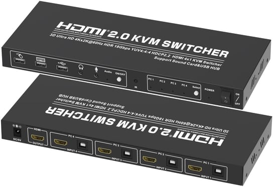Przełącznik 4x1 HDMI KVM Switcher 4Kx2K 3D Pilot Novaza Tech