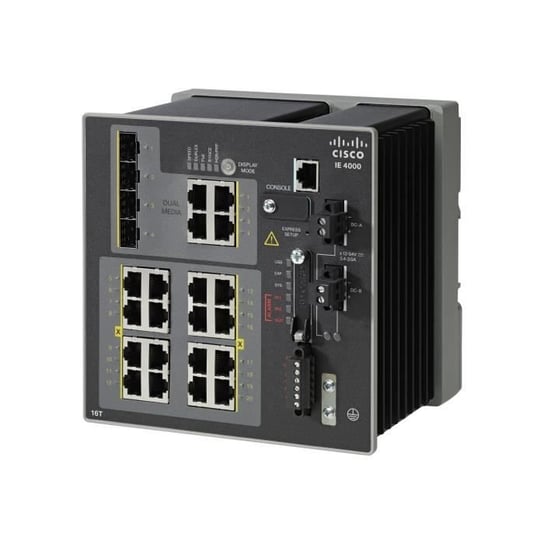 Przełącznik zarządzalny Cisco Industrial Ethernet serii 4000 16 x 10-100 + 4 x Combo Gigabit SFP Moc prądu stałego do montażu na szynie DIN Inna marka