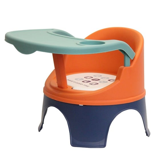 Przenośne krzesełko dla dziecka do karmienia i zabawy - pomarańczowo granatowe Hedo