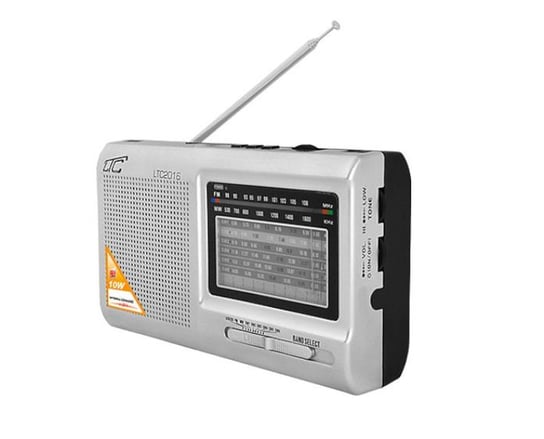 Przenośne radio LTC Wilga z wbudowanym akumulatorem USB SD srebrne LTC