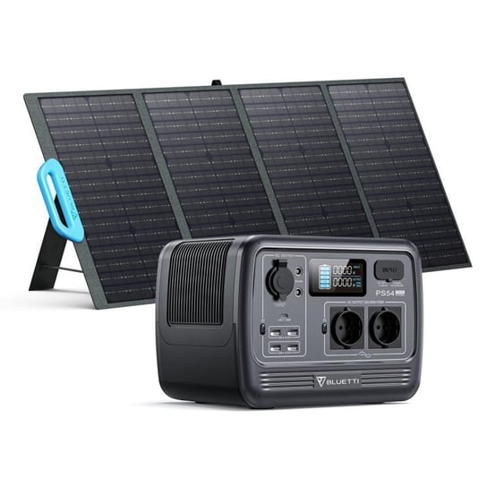 Przenośny generator słoneczny BLUETTI PS54 700W z panelem słonecznym PV120, akumulator LiFePO4 537Wh, przenośna elektrownia na kemping, podróże, przyczepę kempingową Bluetti