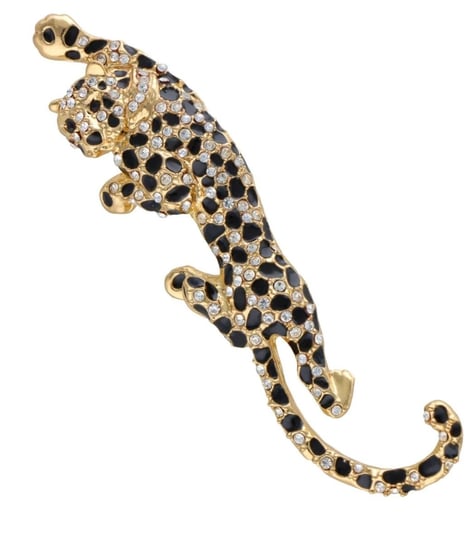 Przepiękna ozdobna śliczna broszka złoty jaguar Agrafka