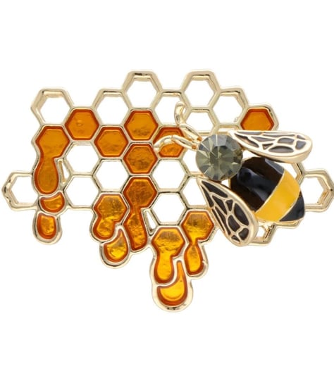 Przepiękna ozdobna złota broszka pszczoła miód Agrafka