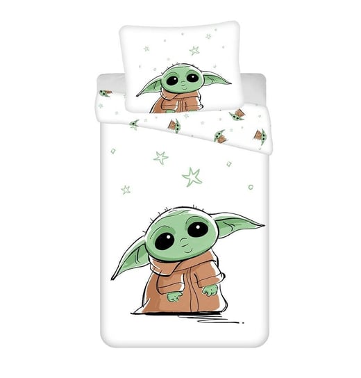 Prześcieradło bawełniane z gumką 90x200 Star Wars Baby Yoda dla dzieci August 23 Jerry Fabrics