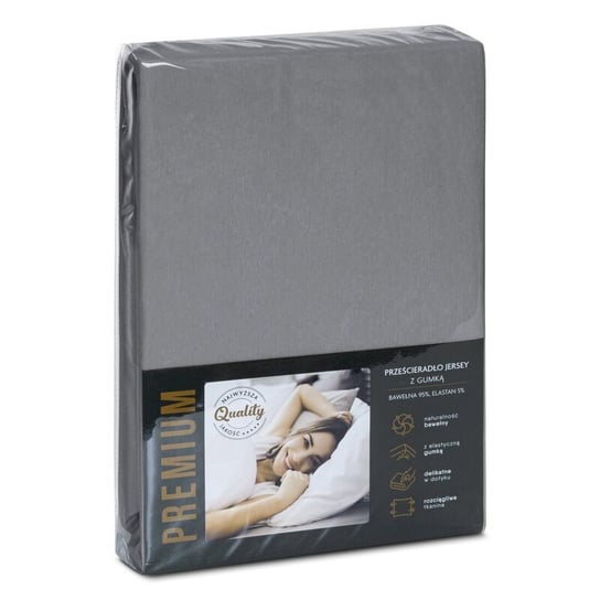 Prześcieradło JERSEY4 140x200 gumka bawełniane jednolite wys.30 cm stal Eurofirany