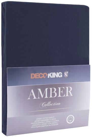 Prześcieradło z gumką, DecoKing, Amber, 200-220x200 cm, niebieskie DecoKing