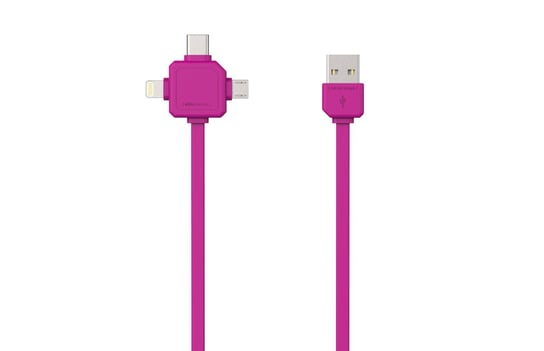 Przewód Allocacoc USBcable USB-C 1,5 m 3w1 - różowy - micro, USB-C, Apple Lightning 9003PK/USBC15 ALLOCACOC