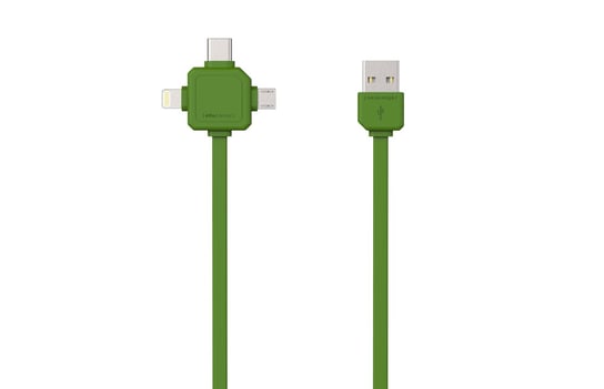 Przewód Allocacoc USBcable USB-C 1,5 m 3w1 - zielony - micro, USB-C, Apple Lightning 9003GN/USBC15 ALLOCACOC