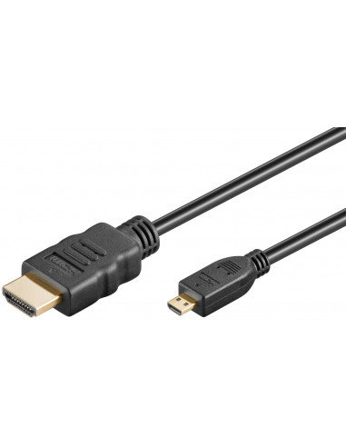 Przewód HDMI™ o dużej szybkości transmisji z Ethernetem (Micro, 4K @ 60 Hz) - Długość kabla 0.5 m Goobay