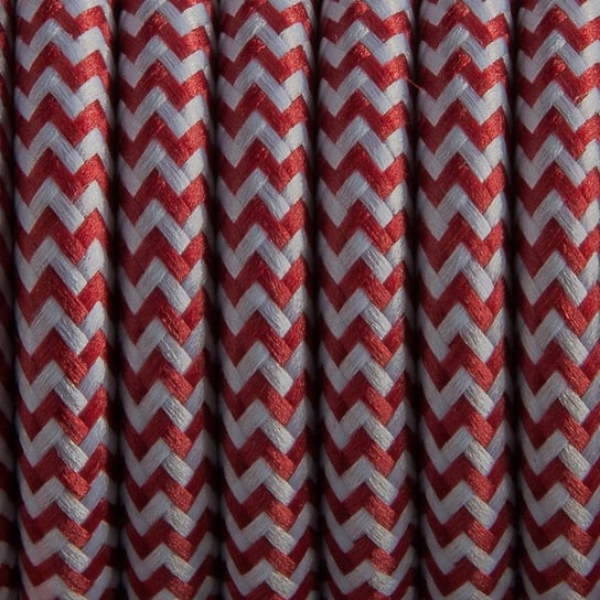 Przewód W Oplocie Kabel Dekoracyjny Czerwono Biały 2X0,75 Ledigo