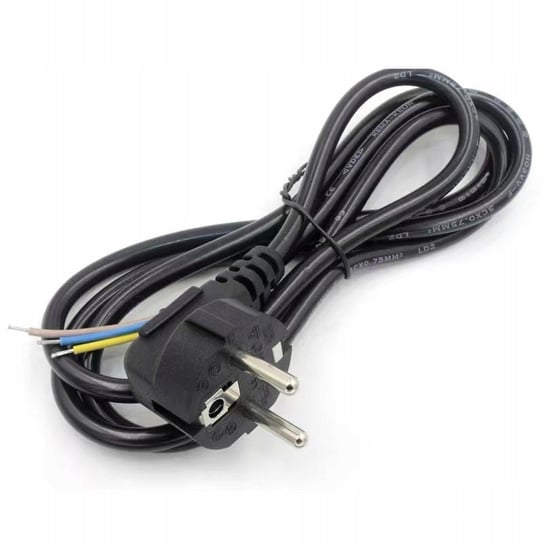 Przewód zasilający kabel czarny z wtyczką 1,5m 3x0,75mm DLed