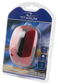 Przewodowa mysz optyczna TITANUM TM108R USB BARRACUDA 3D czerwona Esperanza