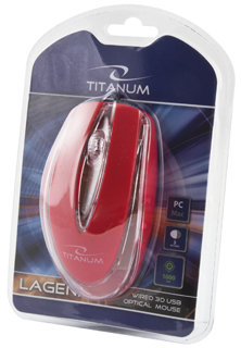 Przewodowa mysz optyczna TITANUM TM111R USB LAGENA 3D czerwona Esperanza