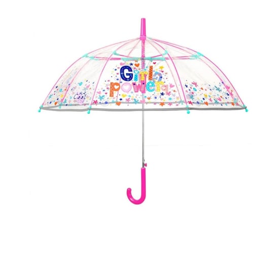 Przezroczysta parasolka dziecięca z odblaskową lamówką Girl Power jak w opisie Wisan