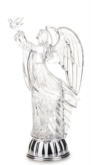 Przeźroczysta,Srebrna Figurka Anioła Z Ptakiem Led Art-Pol