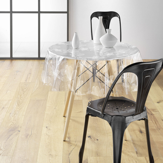Douceur D'Intérieur Tischdecke Rund – 140 Cm Durchmesser, Transparent-weißes PVC, Pflegeleicht