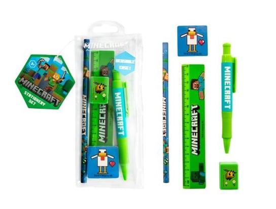 Przybory szkolne zestaw Minecraft Długopis Ołówek Linijka gumka 5el Minecraft