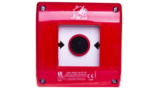 Przycisk pprzeciwpożarowy natynkowy 1R czerwony z młotkiem OP1-W01-A01-M SPAMEL
