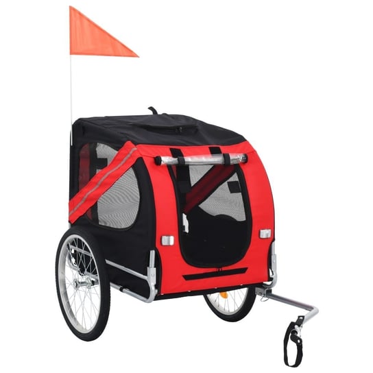 Przyczepka rowerowa dla psa VidaXL, czerwono-czarna, 73x90x137 cm vidaXL