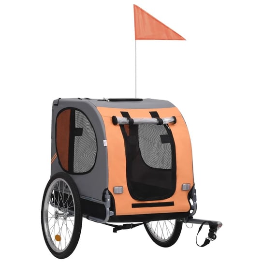 Przyczepka rowerowa dla psa VIDAXL, pomarańczowo-szara, 130x73x91 cm vidaXL