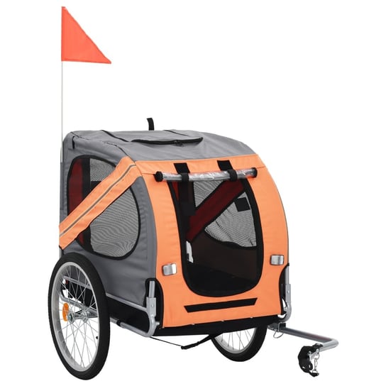 Przyczepka rowerowa dla psa VidaXL, pomarańczowo-szary, 73x90x137 cm vidaXL