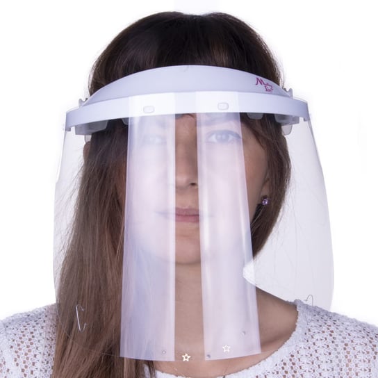 Przyłbica maska WM PRO uchylna ultralekka wygodna certyfikowana produkt polski Biała Transparentny Molly Lac
