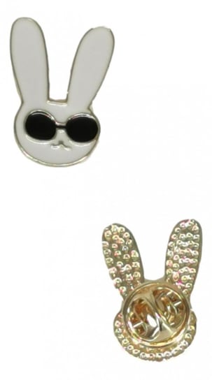 Przypinka Biały królik w okularach Metal Pin Inna marka