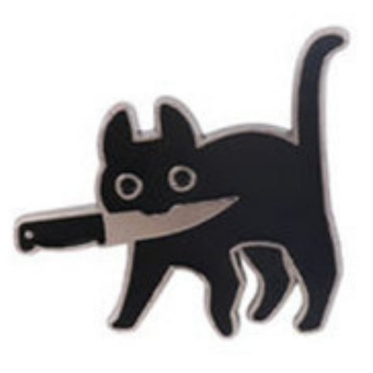 Przypinka Metal Czarny Kot z Nożem w Buzi Pin Inna marka