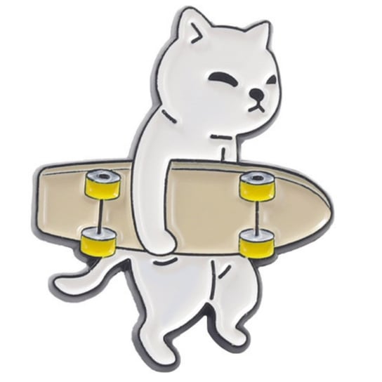 Przypinka Metal Kot z Deskorolką Skateboard Pin 2 Inna marka