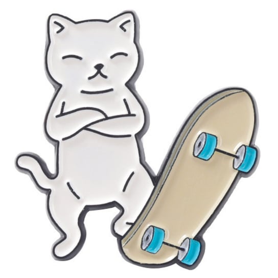 Przypinka Metal Kot z Deskorolką Skateboard Pin Inna marka