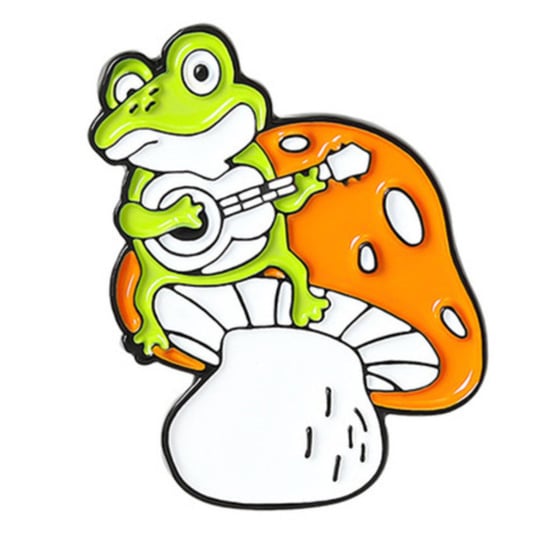 Przypinka Metal Żaba na Muchomorku Frog Pin Inna marka