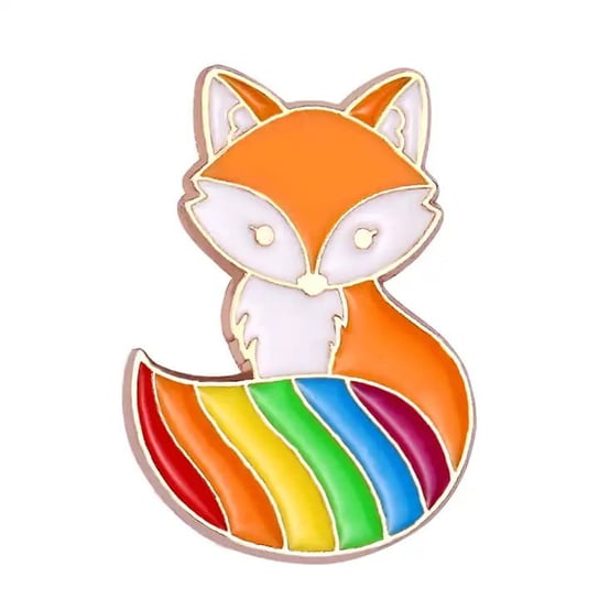 Przypinka metalowa, lisek tęcza LGBT Inna marka
