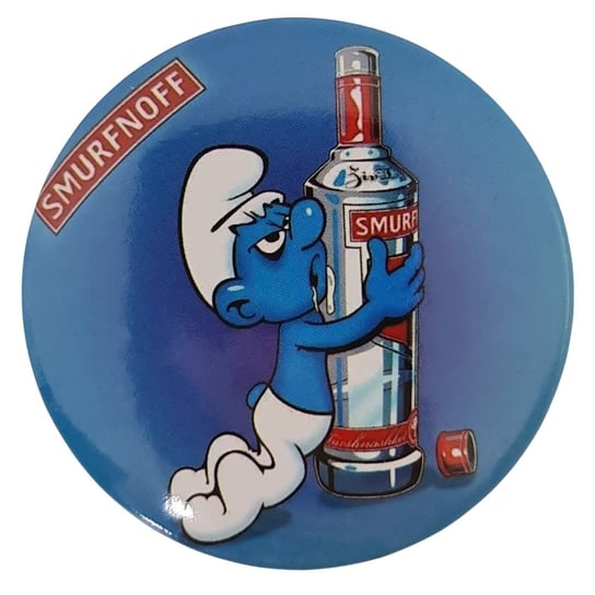 Przypinka Okrągła The Smurfs Vodka Smerfy Śmieszne Kawalerski Inna marka
