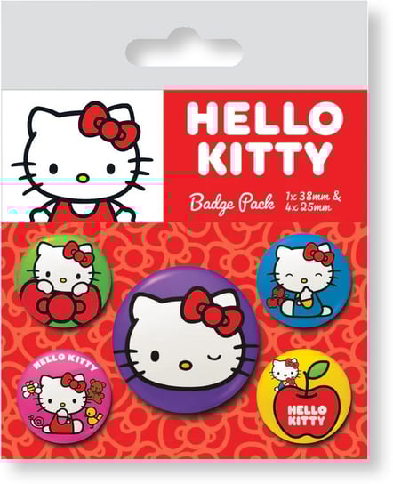 Przypinki do plecaka dla dzieci do ubrań Hello Kitty zestaw 5 sztuk Pyramid Posters